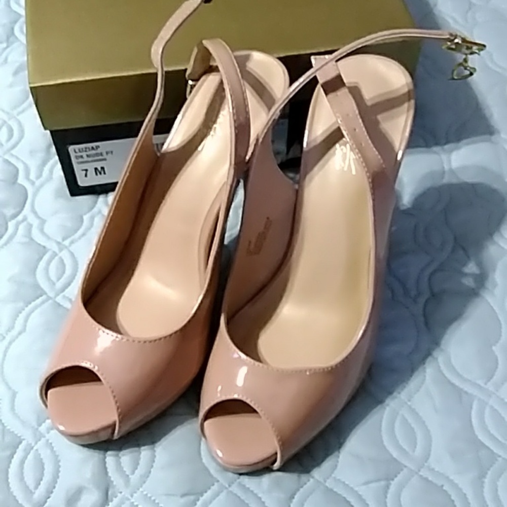 Thalia Sodi Dark Nude Open Toe Heels